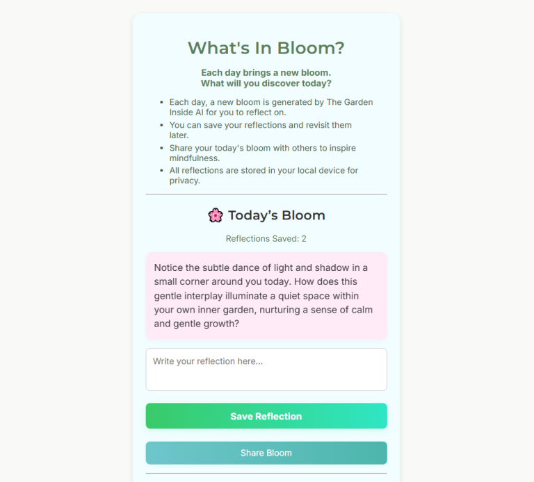 What's in Bloom App Screen Shot